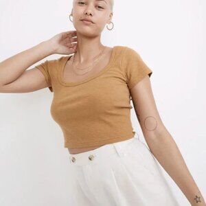 Madewell Squareneck Crop Top in Mustard, S
